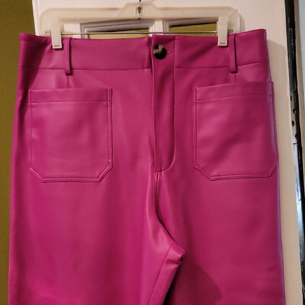 Anthropologie Maeve Fuschia Pink Faux Leather Pants